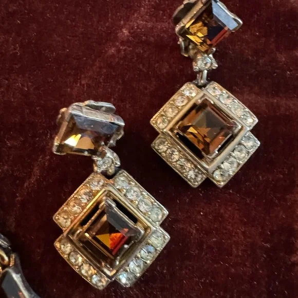 5 piece BOGOFF Elegant Gold and Brown Rhinestones Set, Hollywood Glam , Deco